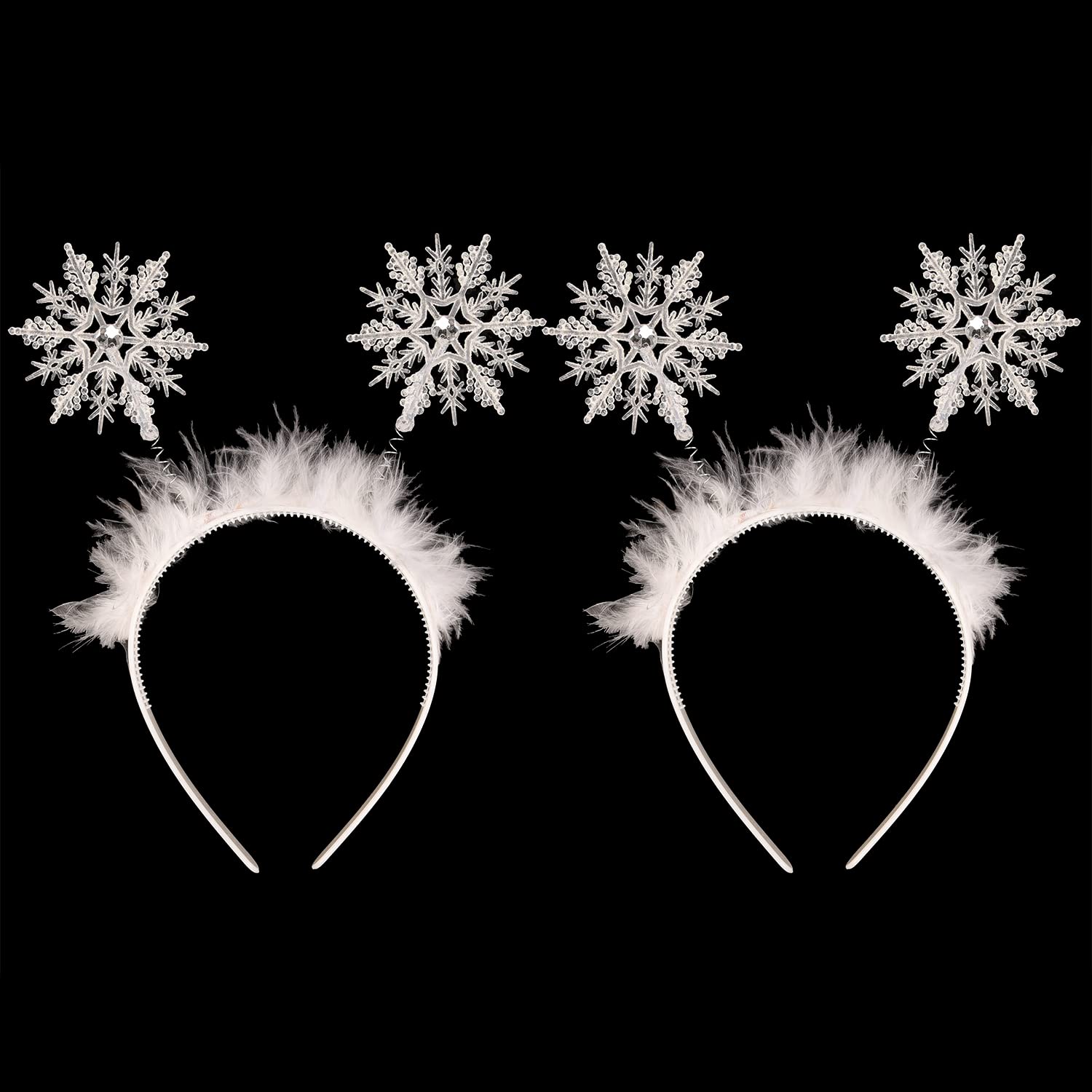 MFUOE 2 Pack Snowflake Headbands - Glitter Snowflake Head Boppers Christmas Hair Accessories