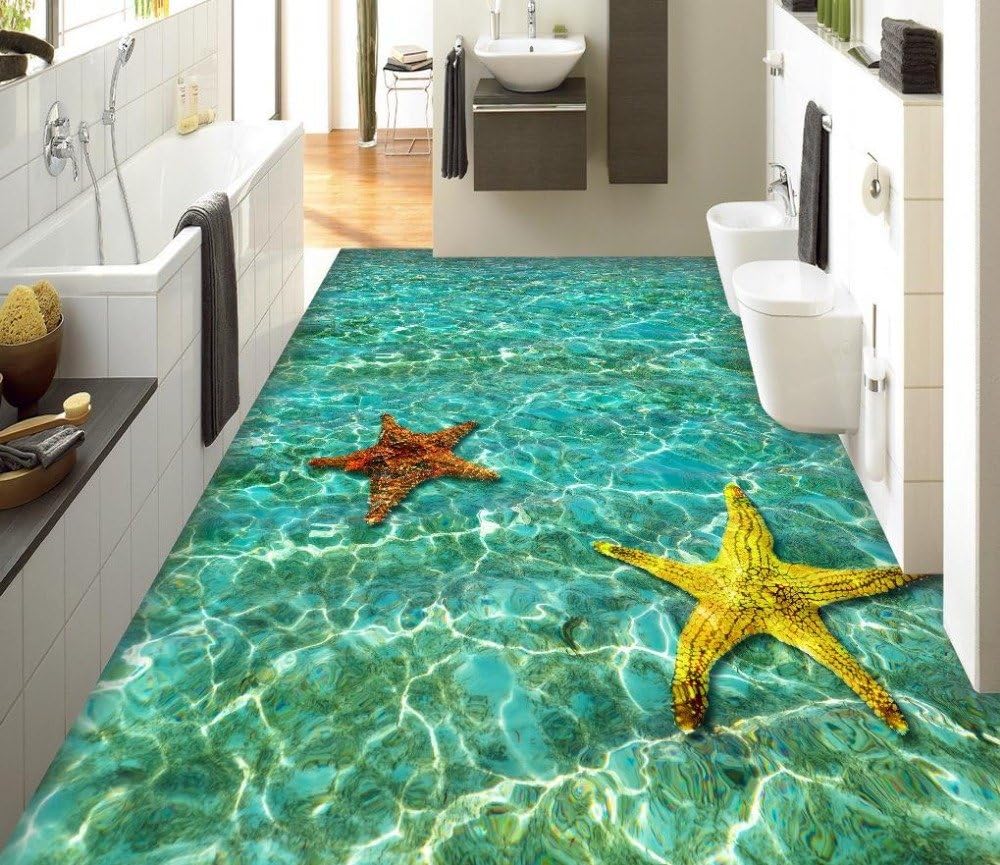 Lwcx 3d Floor Painting Wallpaper Corrugated Starfish Living Room
