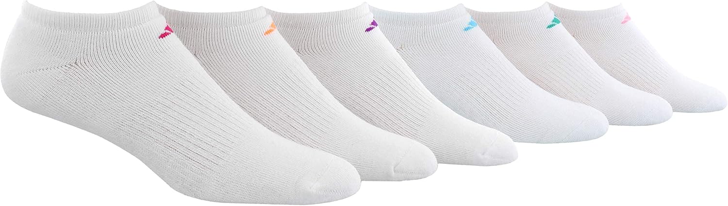 adidas Women's Athletic No Show Sock (6-Pair), Black/Aluminum 2, Medium, (Shoe Size 5-10): Clothing