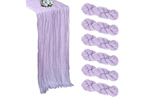 RestfulGlow 6 Pack Lavender Cheesecloth Table Runner 10FT Boho Cheese Cloths Gauze Fabric Table Runners 120 Inch Rustic Sheer for Wedding Birthday Party Baby Shower Centerpiece Home Decorations