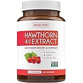 Hawthorn Berry Capsules (4 Month Supply) High Strength 4:1 Extract - Digestion & Heart Health Supplements - Concentrated from