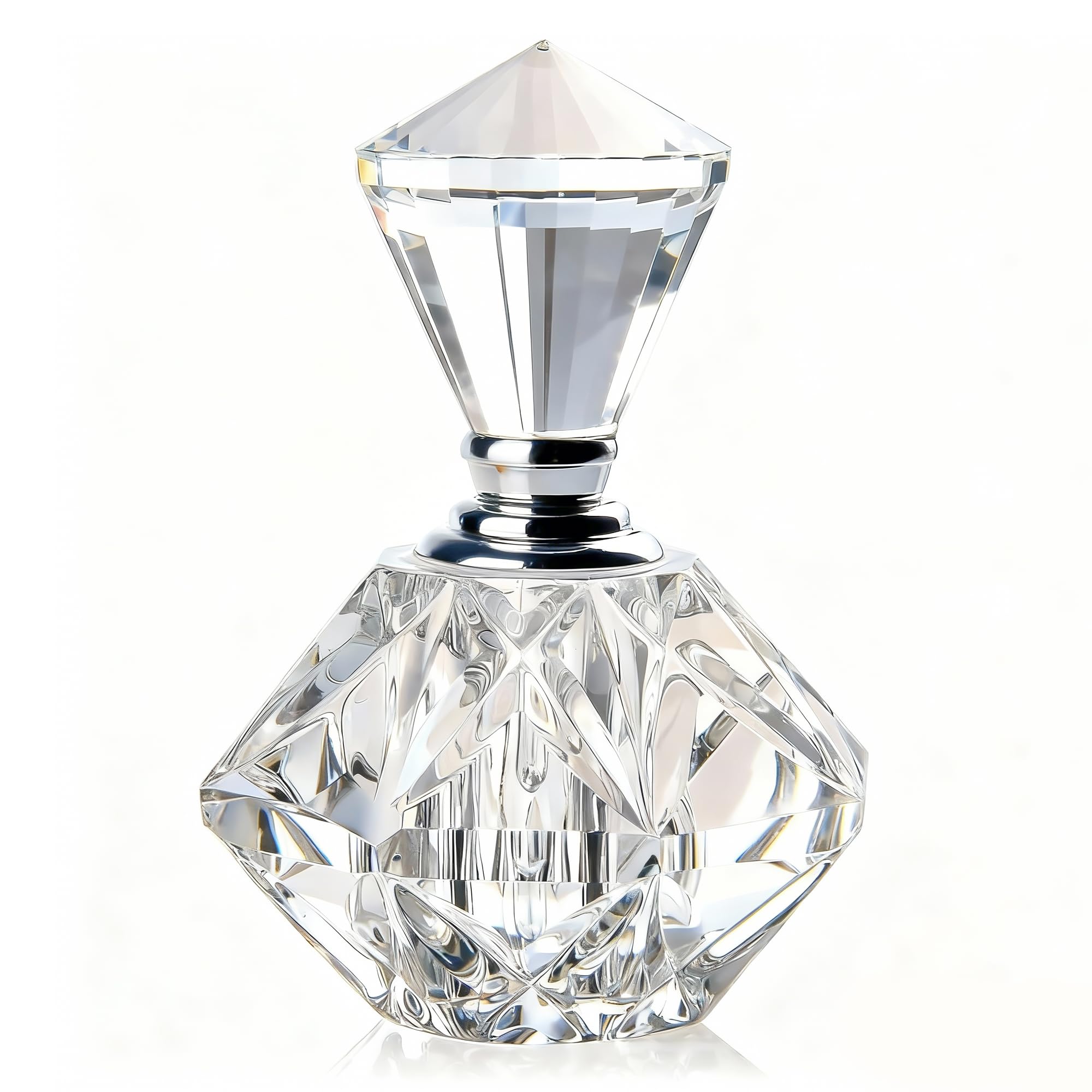 H&D Clear Vintage Carved Crystal Empty Mini Refillable Perfume Bottle