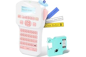 EAZEID Pink Label Maker Machine with-Tape, Rechargeable Label Maker with Keyboard, Bluetooth Labeler Machine LM1600, Backlit Display, Multiple Symbol Icon Style Templates for Home Office Use