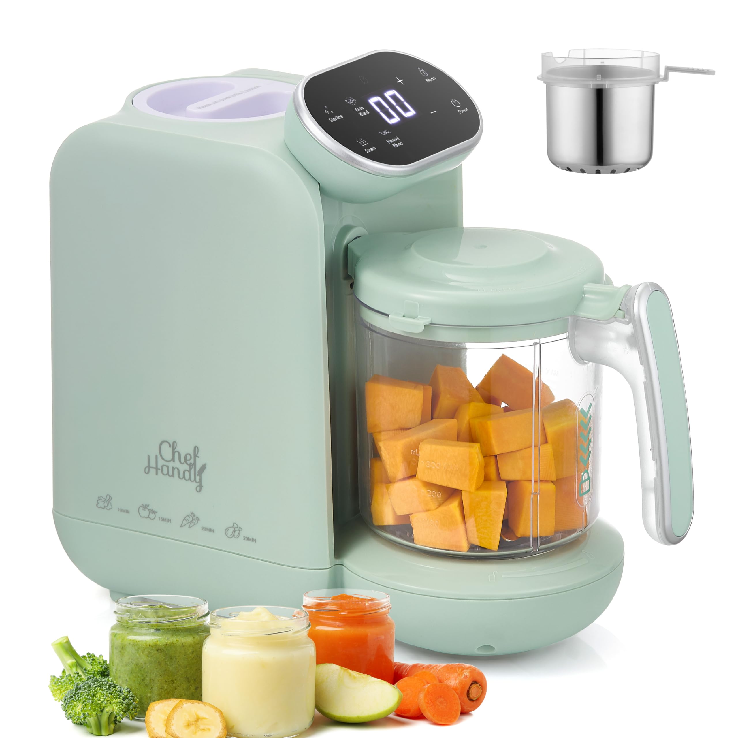 Photo 1 of ***MISSING LID***
Chefhandy Baby Food Maker with Stainless Steel Steam Basket, One Step 5-in-1 Baby Food Processor Steamer Blender & Steam Cleaning, Auto Cooking, Puree & Baby Warmer with 6 Food Pouches, BPA-Free,Green