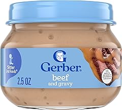 Gerber Stage 2 Baby Food, Beef and Gravy Jar, Baby Food Meat Puree, Baby Mealtime, Baby Puree Jars Glass
