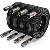 EBXYA XLR Cable 15ft 4 Pack - Mic Cables Balanced DMX Cable Male to Female | Premium Patch Cables, 3-Pin, for Microphones, Radio Station, Stage Lighting