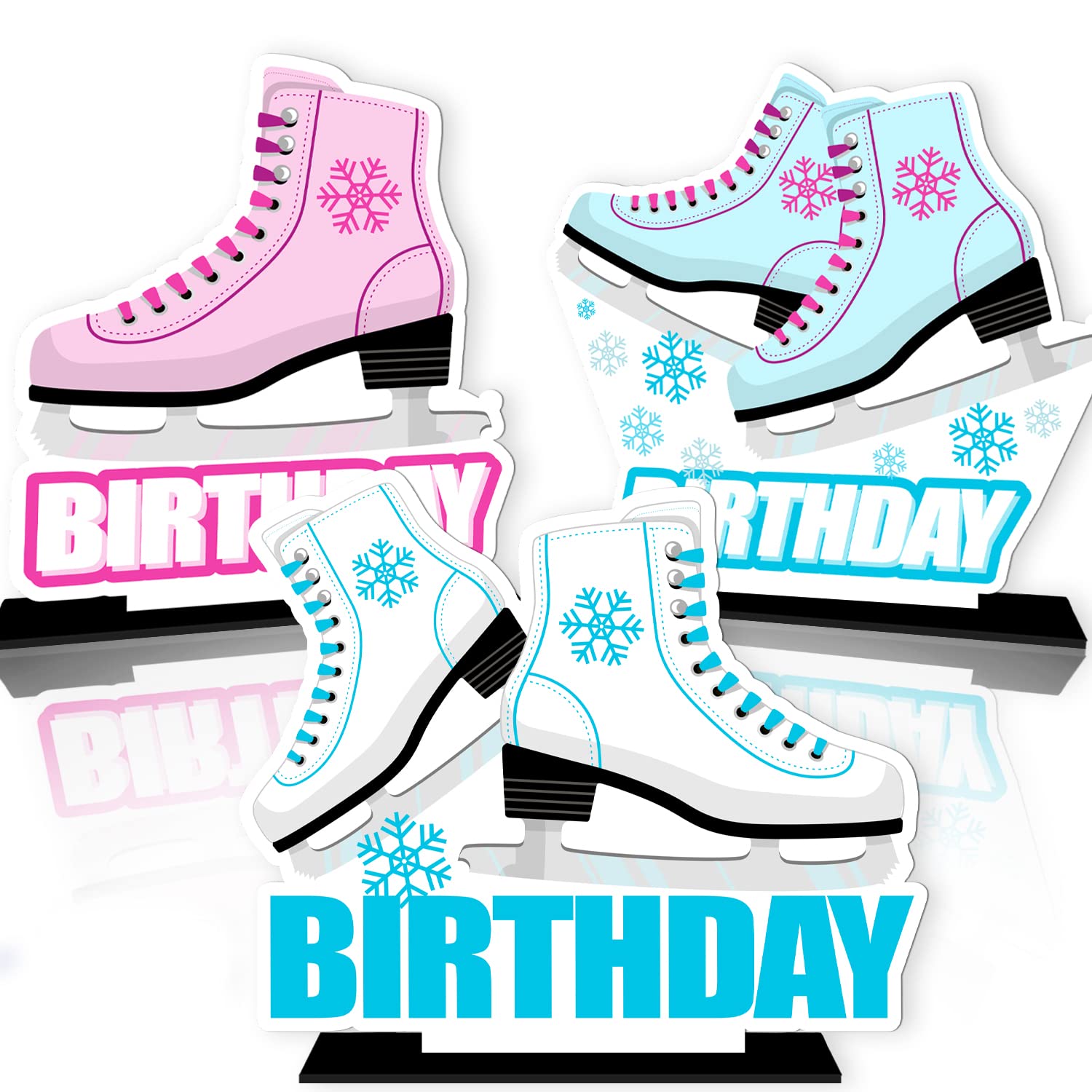 Umoni Ice Skating Cake Topper Glitter Ice Skating Lover Birthday Cake Decoration Figure Skating Themed Birthday Party Decorations For Winter Wonderland Birthday Party Ice Skating Party Favors