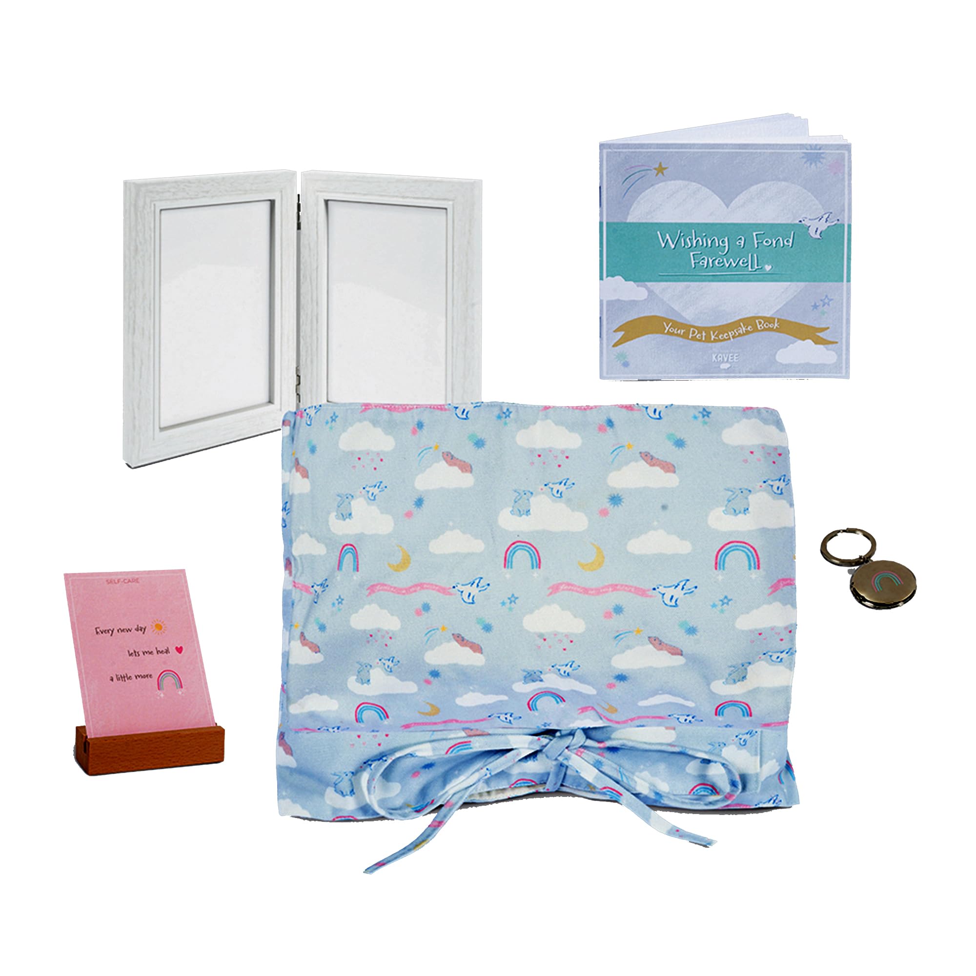 Kavee A Fond Farewell Pet Memorial Set for Guinea Pigs and Rabbits | The Pet Burial Memorial Set | Includes Shroud for Burial, Affirmation Cards, Memorial Keepsakes and Supportive Book