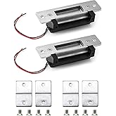 QWORK Electric Door Strike Lock, 12VDC, Fail-Safe/Fail-Secure, Heavy Duty Power Door Crash Lock for Access Control System, 2 