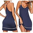 Ekouaer Women's V Neck Racerback Sleeveless Nightgown