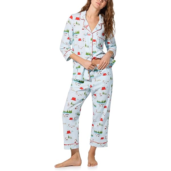 Bed Head PJs Womens 3/4 Sleeve Notch Collar & Cropped Pants