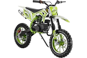 Washranp 50cc Dirt Bike for Adults & Kids-Kids Dirt Bike 2-Stroke Gas Powered Off Road Motorcycle Mini Bikes 40 MPH for Uphill and Off-Road Conditions Pull Start motos para niños USA Stock Green
