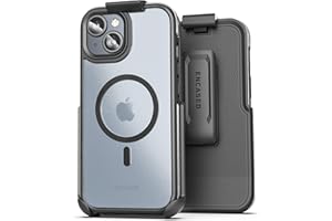 Encased MAG Belt Case Designed for iPhone 15 Case with Holster Clip - Protective AirGuard Technology (Black/Clear) Compatible with MagSafe