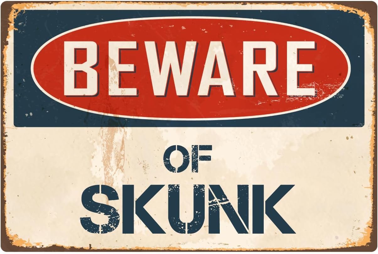 StickerPirate Beware of Skunk 8” x 12” Vintage Aluminum Retro Metal Sign VS392