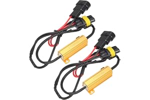 X AUTOHAUX 2Pcs 9005 H10 9006 HB4 LED Headlight Load Resistor Kit Dual 50W 8ohm Anti-flicker Relay Error Free Decoder Warning Canceller Fog Bulbs Harness Adapter