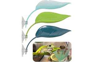 JJMOLLE Turtle Basking Platform, 3PCS Tree Frog Tank Accessories, Leaf Shape Bearded Dragon Basking Platform with Suction Cups (Mixed Color)