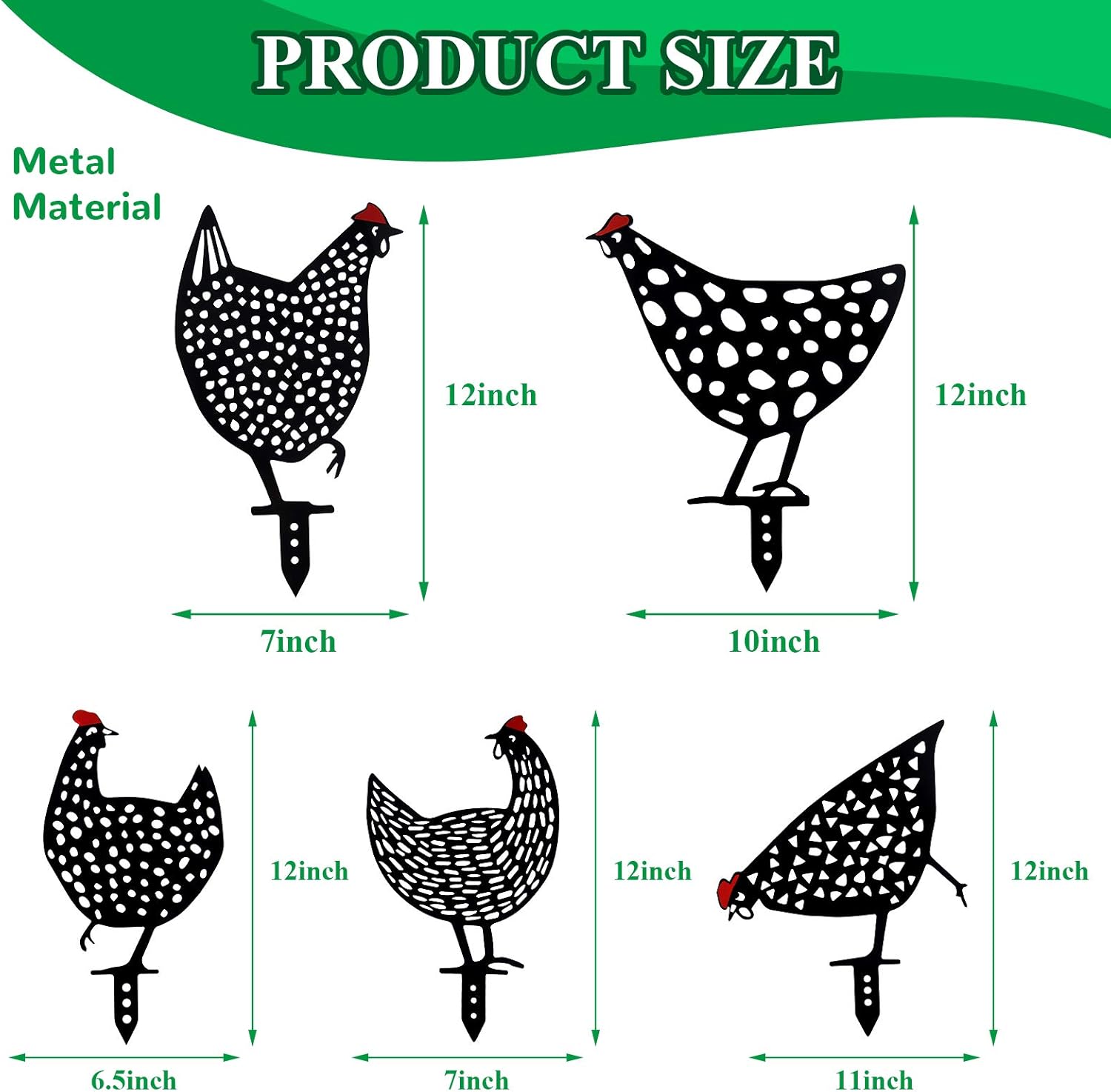 5 Pieces Metal Chicken Yard Garden Decoration Decorative Garden Stake Chicken Yard Sign Hollow Out Animal Shape Decoration Rooster Animal Stake Rooster Art Decoration for Yard Lawn, 12 x 10 Inch: Home & Kitchen