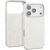 mobee Genuine Leather Case for iPhone 17 Pro (6.3 inch), Pebbled Leather case with Soft Fiber Lining, Lip Screen Protection, Compatible with MagSafe White