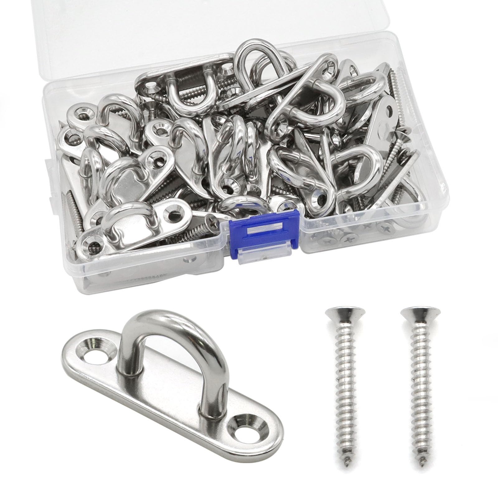 Photo 1 of 24 PCS 1.8 Inch Pad Eye, Stainless Steel Ceiling Hook Pad Eye Plate, Marine Hardware Staple Hook Loop with Screws