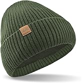 Oversized Beanie for Women Men, Cuffed Knit Skull Hat, Long Beanies, Large Winter Ski Hats, Warm Watch Cap for Big Heads