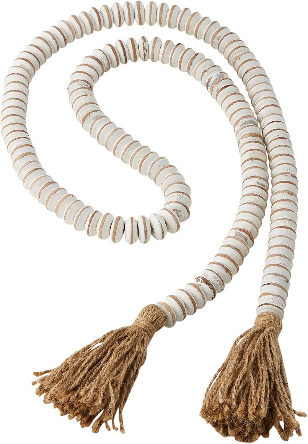 Mud Pie Wood Bead Garland, White Home & Kitchen