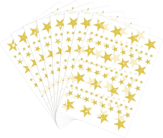 8 Sheet 632 Pieces Foil Star Stickers Reward Star Stickers