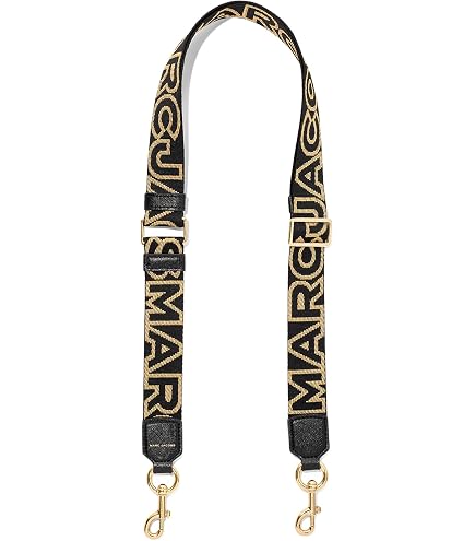9993 The Thin Outline Logo Webbing Strap Black/gold One Marc Jacobs The Thin Outline Logo Webbing Strap Black Gold  main image 3