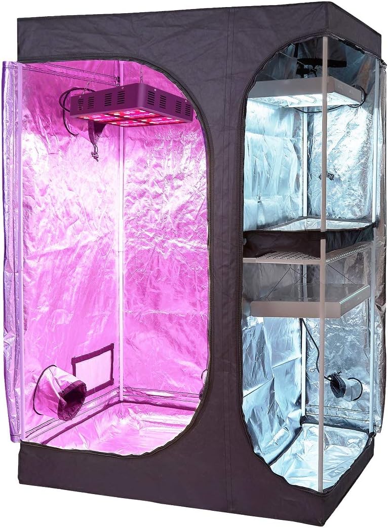 GreenHouser Indoor Grow Tent 60"X48"X80" 2-in-1 Mylar Reflective Grow Tent for Indoor Hydroponic Growing System (60''x48''x80'' Tent)