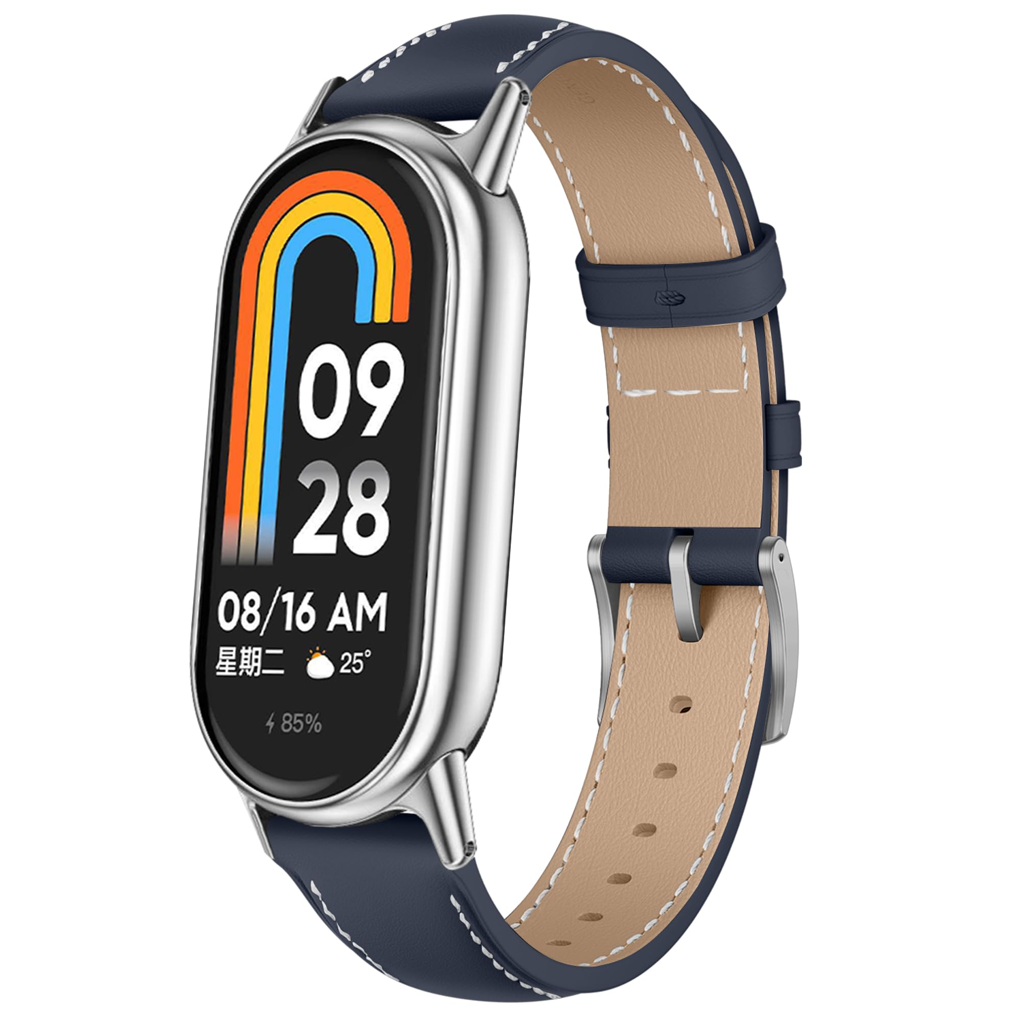 KoGiio Strap Compatible with Xiaomi Smart band 9 /Xiaomi Smart band 8 / Xiaomi Mi band 9/ Xiaomi Mi band 8 Strap, PU Leather Adjustable Watch Band, Soft Replacement Bracelet Strap Blue — image 1