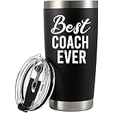 Panvola Best Coach Ever Sports Soccer Football Baseball Basketball Gym Trainor Mentor Appreciation From Team Members Students Vacuum Insulated Tumbler Stainless Steel Travel Mug With Straw (20 oz)