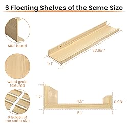 upsimples Floating Shelves for Wall, Wood Mounted
