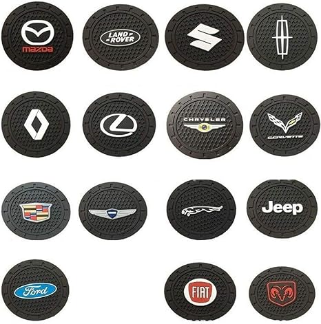Amazon Co Jp すべての車ブランドのキャデラック用の2個の車のロゴカップホルダーマットパッドシリコーンコースター 贈り物 For Hyundai 車 バイク
