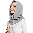 Facecozy Winter Hats for Women, Wool Blend Hooded Scarf Hat for Women Balaclava Knit Skull Cap Beanie Hat Men Neck Gaiters