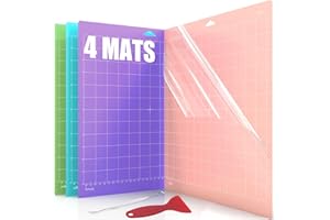 Lzerking Cutting Mat 4 Pack, Compatible with Maker/Maker 3/Air/Air 2 Accessories and Supplies Variety Replacement with Scraper Pick Needle Standard Light Strong Frabic Cut Pads Cricket Cards