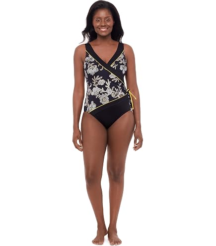 Great Lengths Women's Ruffle Surplice One Piece Swimsuit, Azteca