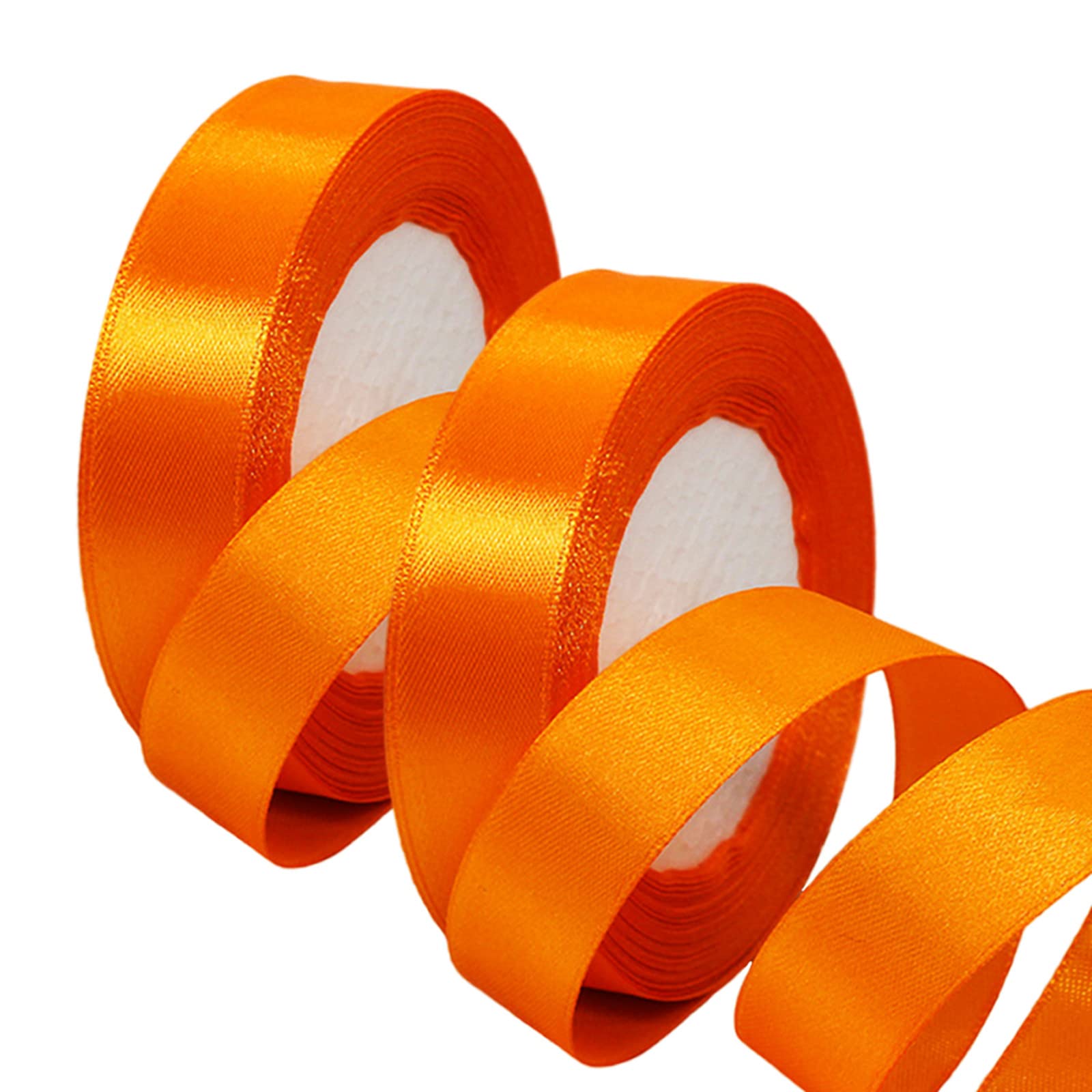 2 x 20mm Wide Orange Ribbon Thick Helloween Satin Ribbon 22m, 4/5 inch Thick Orange Ribbon for Gift Wrapping Wedding Halloween Xmas Birthday Cake Hair Bow Florist Bouquet Crafts Decorations