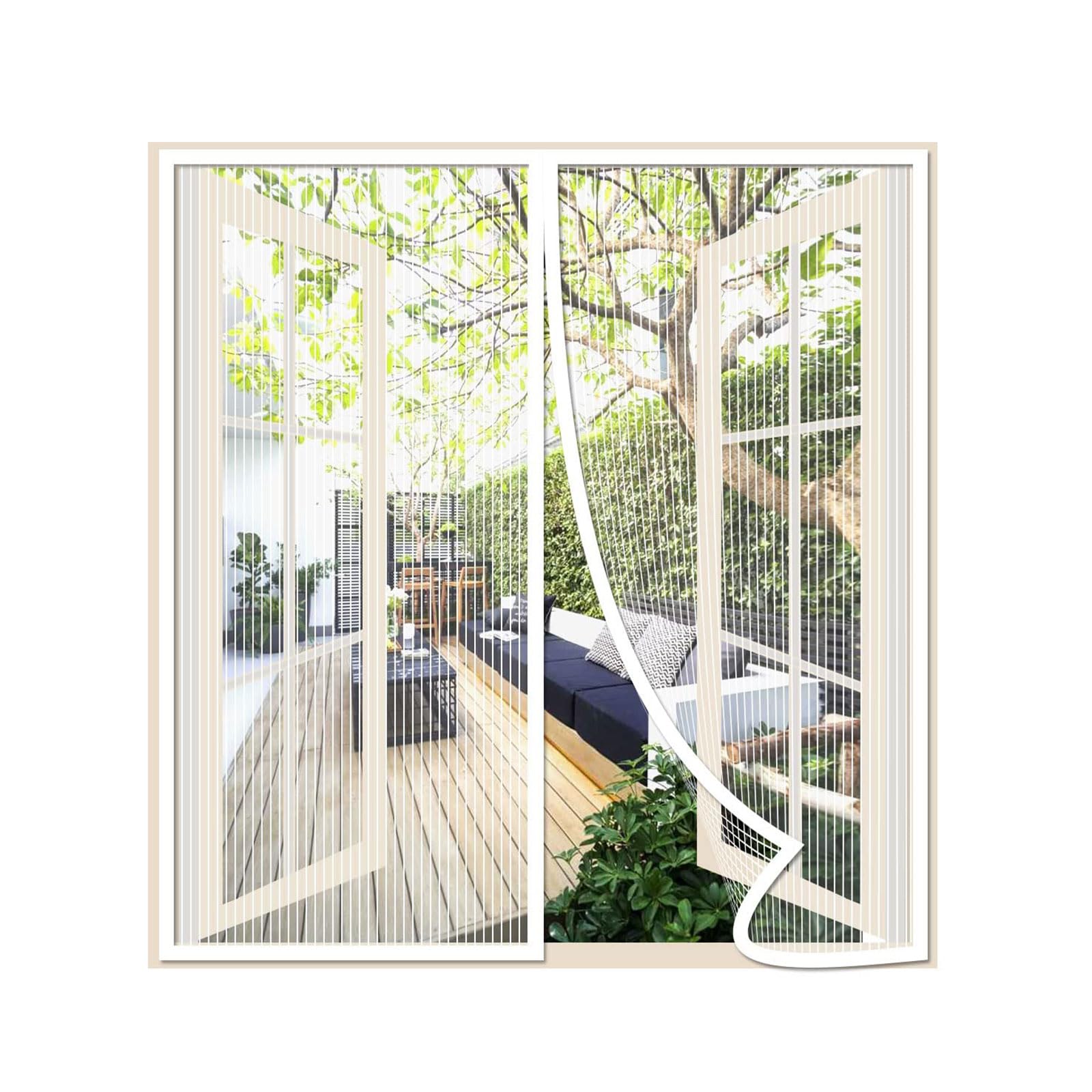 Risareyi Magnetic Fly Screens for Windows 65x105cm, White Mesh Mosquito Net for Door and Window Closes Automatically Anti-Mosquito Bugs Insects Window Fly Screen Curtain Reinforced