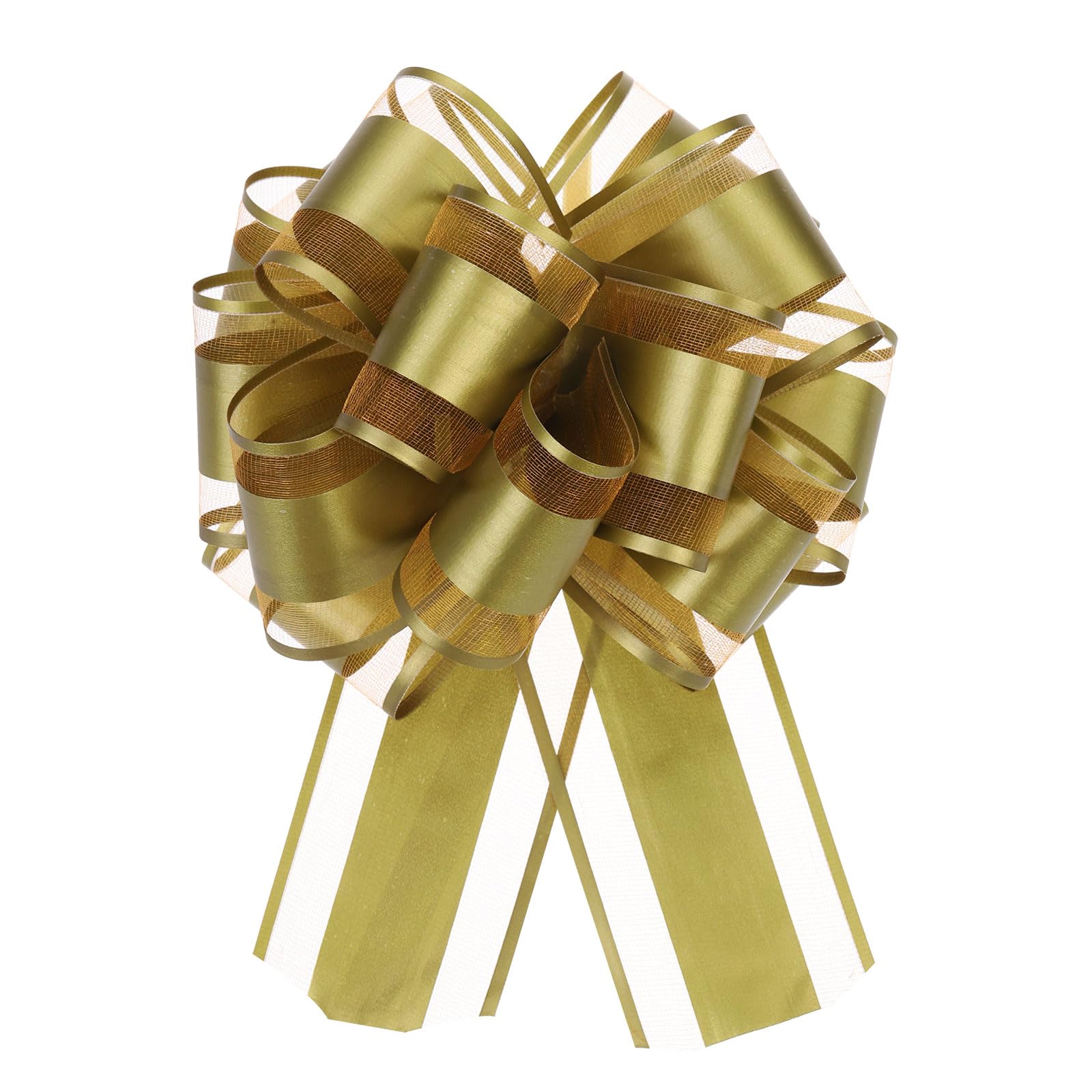 Uxcell 5pcs 6 Inch Large Big Pull Bow Organza Gift Wrapping Bows Ribbon for Wedding Car Baskets Presents Christmas Bow, Gold