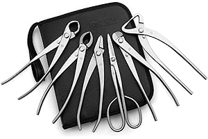 TianBonsai 6-PCS Bonsai Tool Set Including Concave Cutter Straight Edge Cutter Trunk Splitter Wire Cutter Bonsai Pliers And Bonsai Scissors Equip With Tool Bag