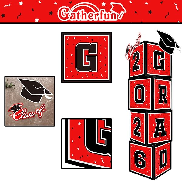 2026 GRADUATION DECORATIONS SET – SO PROUD OF YOU – CLASS OF 2026 BALLOON BOXES FOR MEMORABLE GRAD PARTY SUPPLIES, INDOOR/OUTDOOR CONGRATS GRAD HOME DOOR DÉCOR ESSENTIALS（RED AND BLACK）
