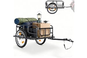 NAIZEA Bike Cargo Trailer, Heavy-Duty Foldable Tricycle Bicycle Wagon Cart with 16" Wheels, Max Load 176 Lbs