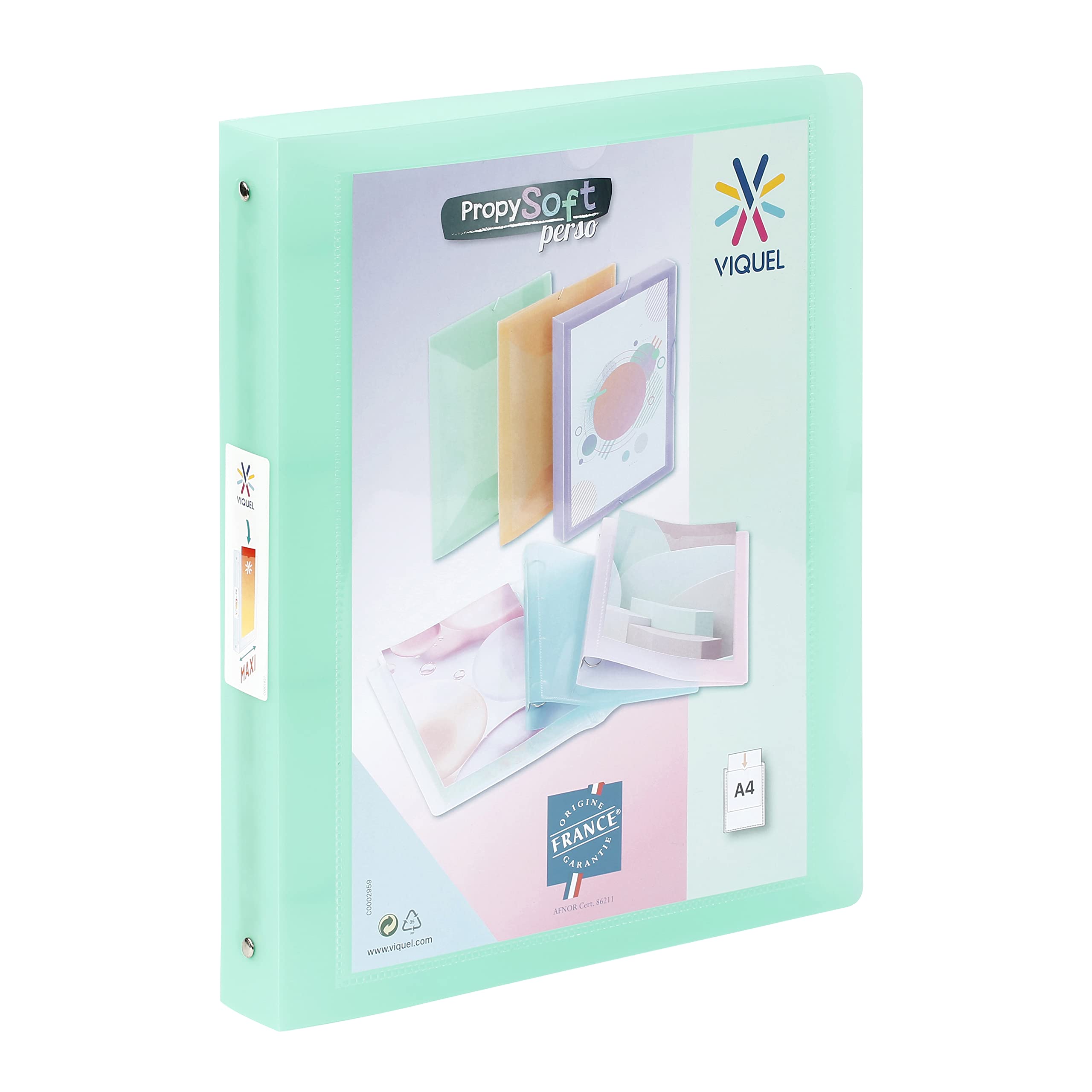 Viquel - A4 Maxi Flexible Binder - 4 Rings - 4 cm Spine - for A4 documents - Translucent Green