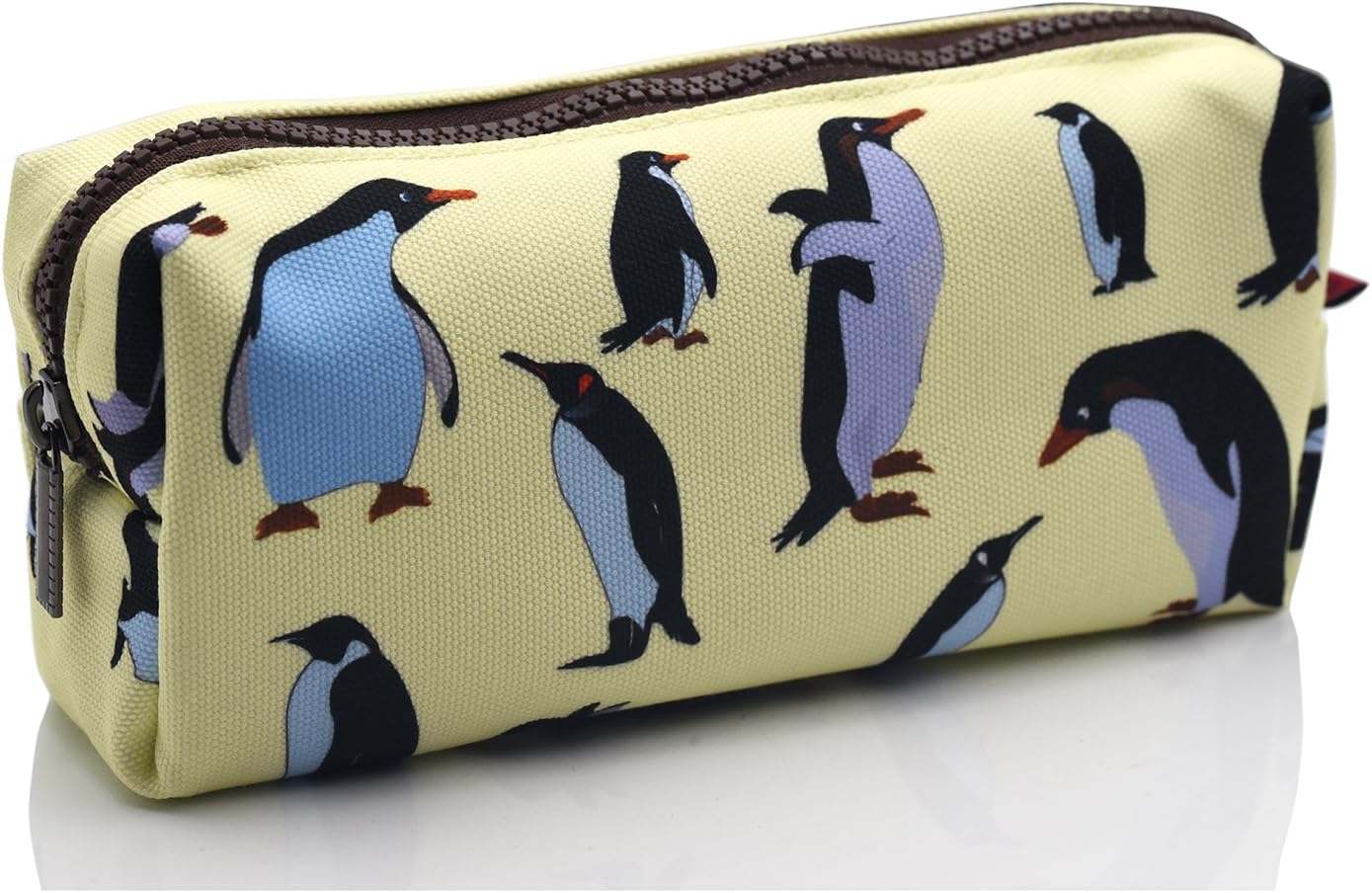 LParkin Penguins Canvas Pencil Case Pen Bag Pouch Stationary Case Makeup Cosmetic Bag Gadget Box, White - Image 3
