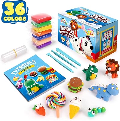 Sago Brothers Air Dry Clay 36 Colors 3 Tools 72-Page Tutorial Book