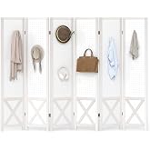 Giantex 6 Panel Pegboard Room Divider, 5.6FT Folding Privacy Screen with Peg Board Storage, Solid Wood Frame Freestanding Room Divider Wall, Foldable Pegboard Display Stand for Retail, Craft Shows