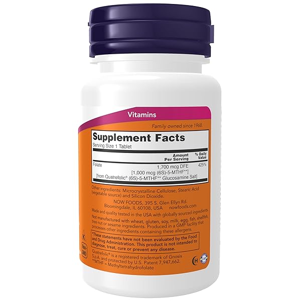 NOW FOODS SUPPLEMENTS, METHYL FOLATE 1,000 MCG, METABOLICALLY ACTIVE FOLATE*, CO-ENZYME B VITAMIN, 90 TABLETS