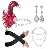 Cizoe 1920s Great Gatsby Accessories Set for Women, Flapper Headband Headpiece Roaring 20s Costume Accessories Set