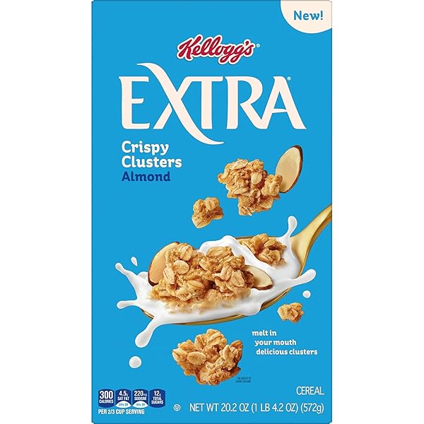 KELLOGG’S EXTRA GRANOLA CEREAL, FIBER CEREAL, FAMILY BREAKFAST, ALMOND, 20.2OZ BOX (1 BOX)
