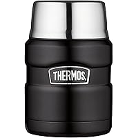THERMOS Stainless King Vacuum-Insulated Food Jar with Spoon, 16 Ounce, Matte Black