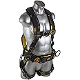 Guardian Fall Protection 21031 Cyclone Construction Harness with QC Chest/TB Leg/TB Waist Belt/Side D-Rings, Black/Yellow X-Large